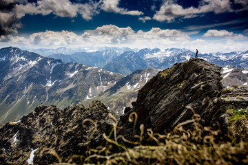 Wanderer standing on the summit of Rietzer Grie&szlig;kogel