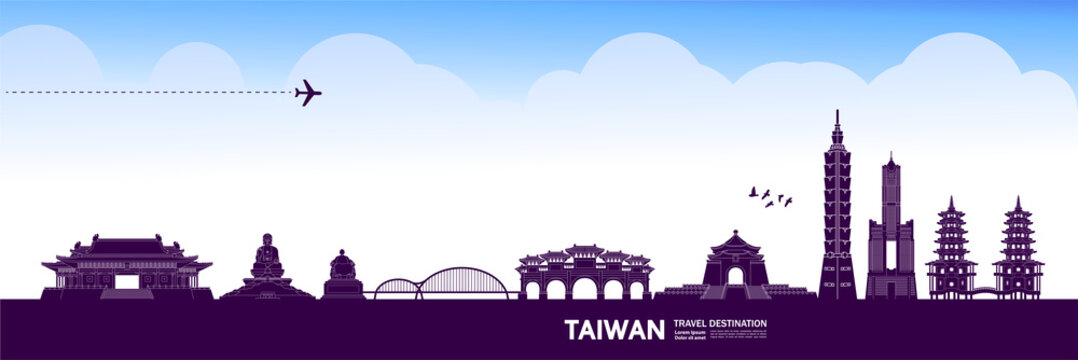 Taiwan Travel Destination Grand Vector Illustration. 