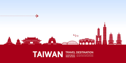 Obraz premium Taiwan travel destination grand vector illustration. 