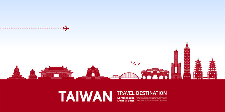 Taiwan travel destination grand vector illustration. 