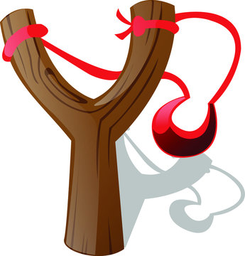 Tirachinas para ni&ntilde;os, con goma y sombra en el suelo