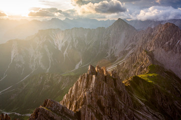 View on a mountainrange seen from the summit of the Reitherspitze