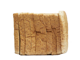 whole wheat bread in roll sliced on white isolated background