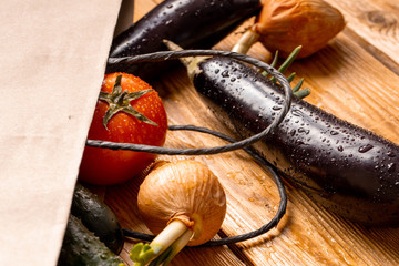 fresh vegetables on a wooden background