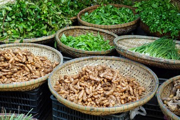 colorful food market in hue