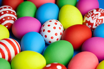 Easter Eggs colorful background. Easter Sunday or Easter Day (Pascha)