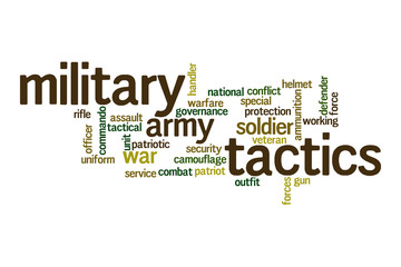 Military tactics word cloud concept