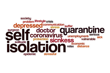 Self isolation word cloud concept