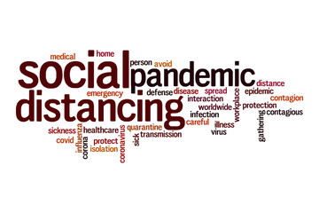 Obraz premium Social distancing word cloud concept