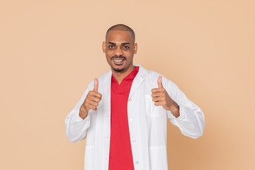African doctor wearing a lab coat