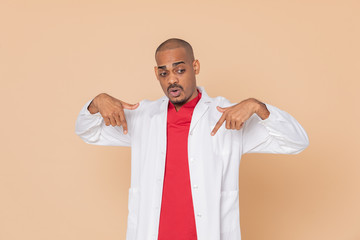 African doctor wearing a lab coat