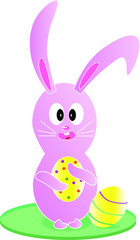 Pink easter bunny. Happy easter. Web, graphic, decoratie, cartoon. Vector illustration.