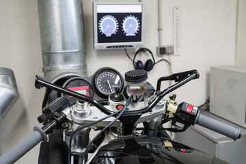 Dyno testing power of a motorcycle