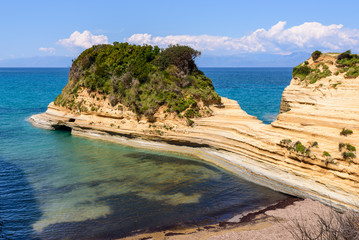 The Channel of Love also known as Canal d’amour in Sidari. Corfu Island. Greece.