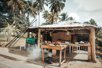 Street Food by the road in the Dominican Republic