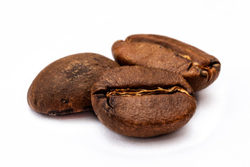 coffee beans isolated on white background. with shadow