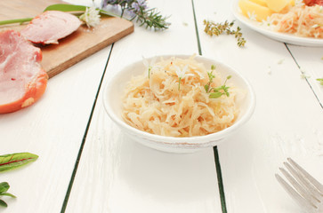 Sauerkraut Schale Tisch hausgemacht