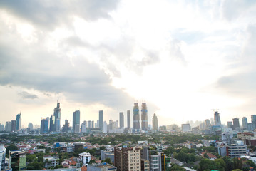 Fototapeta premium Aerial view of the skyline of Jakarta city in Indonesia