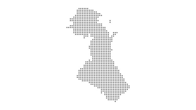 Dotted abstract Dagestan map. Dotted Dagestan map animation. 4K video. Process of spreading to the full map