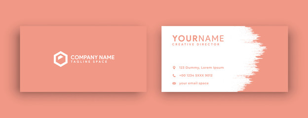coral pink business card design , new 2020 coral pink color trend . clean and minimal concept vector illustration