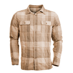 Brown men's plaid shirt isolated on white background