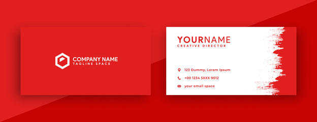 red business card design, business card with new 2020 color trend flame scarlet