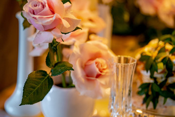 bouquet of orange roses in vase