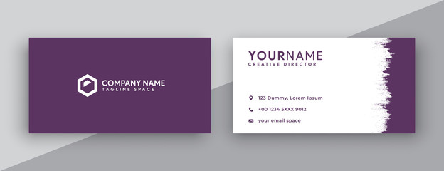 purple business card design . double sided business card template with new 2020 color trend grape compote color. corporate branding design , modern and clean design