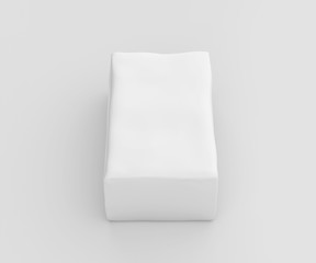 White Coffee Paper Bag Mockup, Blank Beans Container 3D Rendering isolated on light gray background