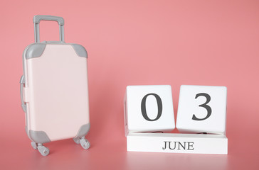June 03, time for a summer holiday or travel, vacation calendar