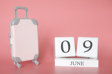 June 09, time for a summer holiday or travel, vacation calendar