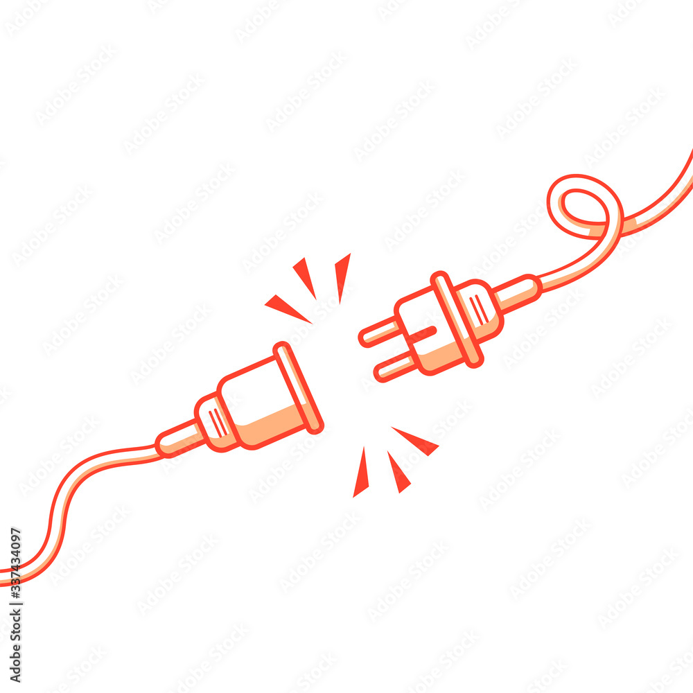 Poster Vector unplugged and socket,404  error page not foundwith white background  design template for website background graphic or flat line minimalistic illustration