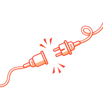 Vector unplugged and socket,404  error page not foundwith white background  design template for website background graphic or flat line minimalistic illustration