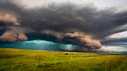 Storm clouds from a supercell thunderstorm