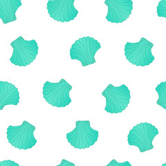 Seamless seashell pattern design. Marine life pattern. Seashell background