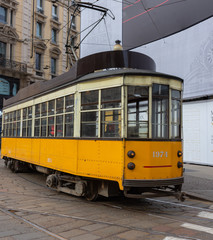 Fototapeta na wymiar Italy, Milan, 13 February 2020, view of a tram