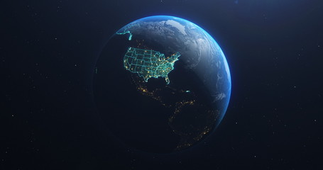 Planet Earth from Space USA, United States highlighted state border and counties animation, elements of this image courtesy of NASA