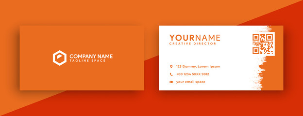 modern orange peel business card template. double sided business card with new 2020 trend color , orange peel