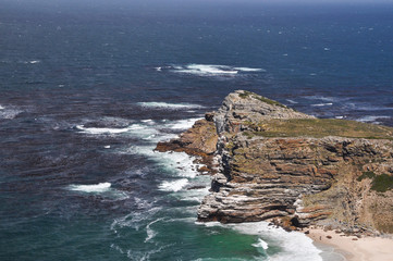 View of the coast at the cape of Good Hope, South Africa on a sunny day