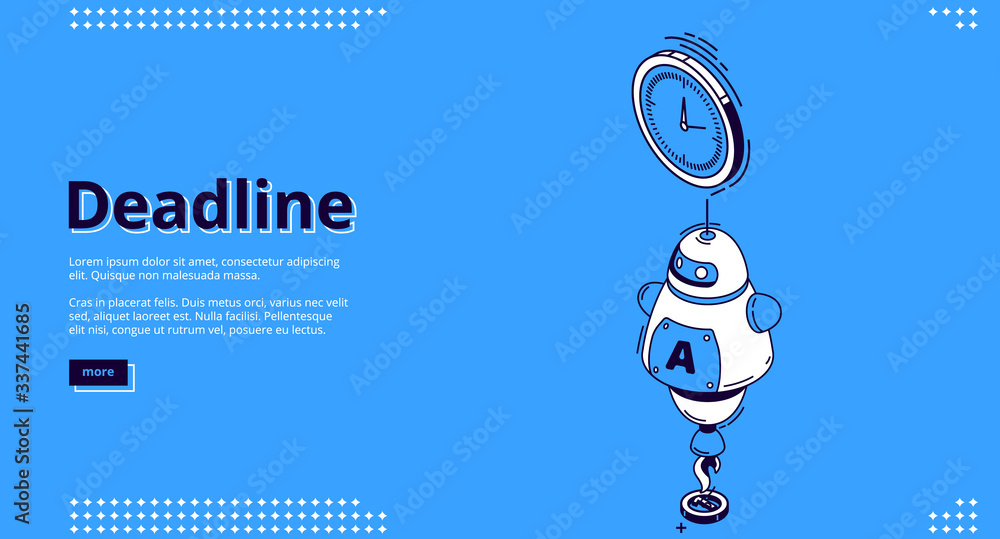 Poster deadline banner. concept of important event on due date and countdown bill. vector landing page of p