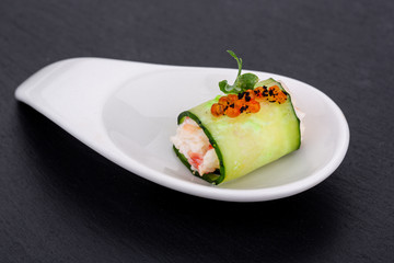 Fish and meat canapés for visiting catering, for holidays and ceremonies, for restaurant, menu