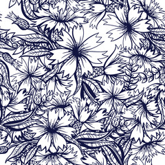 Vector Cornflowers Seamless Pattern