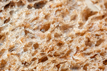 Macro photo of texture of fresh whole grain bread