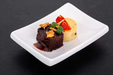 Fish and meat canapés for visiting catering, for holidays and ceremonies, for restaurant, menu
