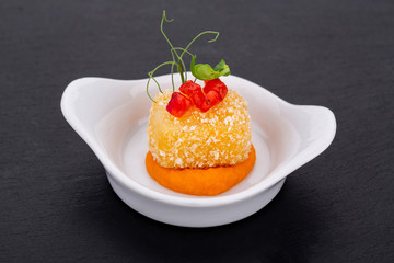 Fish and meat canapés for visiting catering, for holidays and ceremonies, for restaurant, menu

