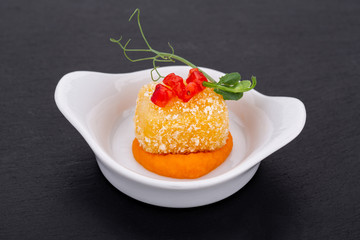 Fish and meat canapés for visiting catering, for holidays and ceremonies, for restaurant, menu
