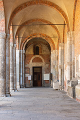 Fototapeta premium Italy, Milan, February 13, 2020, view and details of the cathedral of Santo Ambrogio, one of the oldest churches in Milan