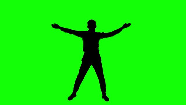 A man clapping silhouette on a Green Screen Chroma Key Background looped ready 4K 60Fps pre-keyed loop footage Seamless loop animation
