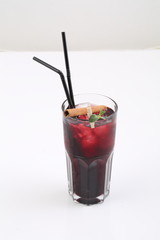 cocktail with ice and straw