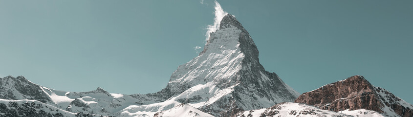 panoramic view to the majestic Matterhorn mountain, Valais, Switzerland
